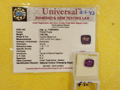 7.60 Carat Natural Blue Sapphire Stone