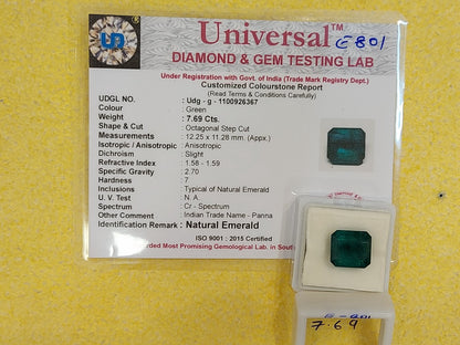 7.69 Carat Natural Emerald Stone