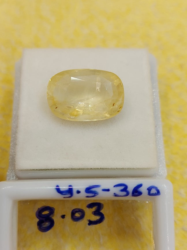 8.03 Carat Natural Yellow Sapphire Stone