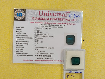 8.15 Carat Ntaural Emerald Stone