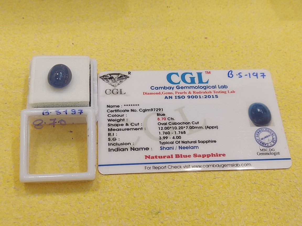 8.70 Carat Natural Blue Sapphire Stone