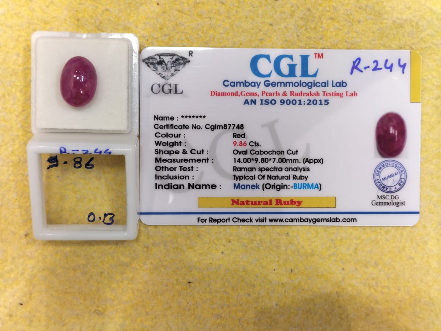 9.86 Carat Natural Old Ruby