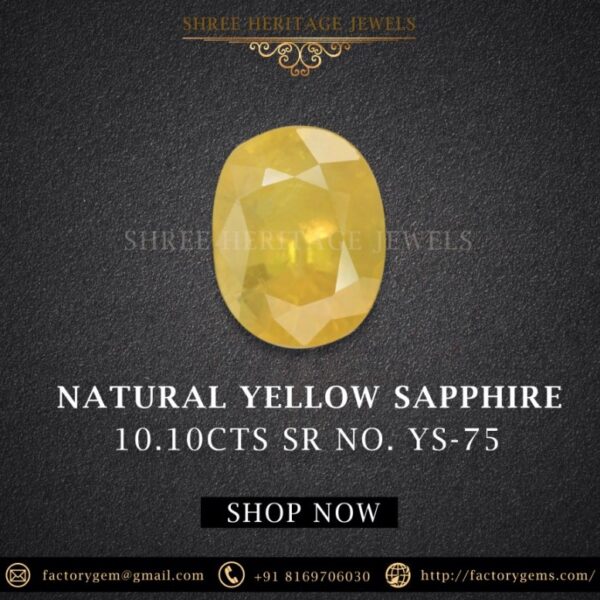 10.10 Carat Natural Yellow Sapphire Stone