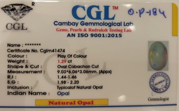 1.29 Carat Natural Australian Opal Stone - Image 2
