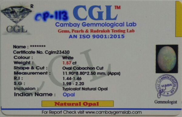 1.57 Carat Natural Australian Opal Stone - Image 2