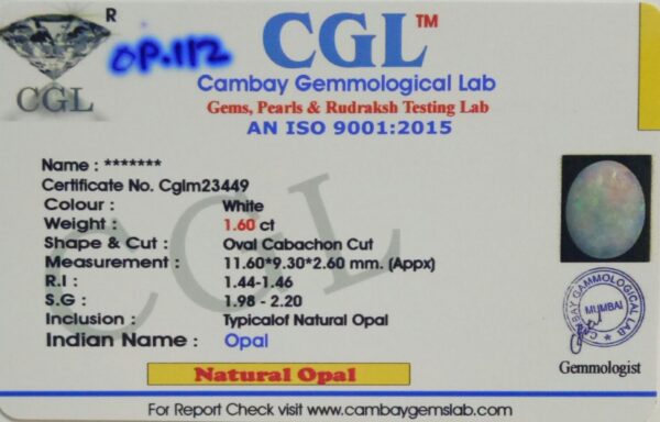 1.60 Carat Natural Australian Opal Stone - Image 2