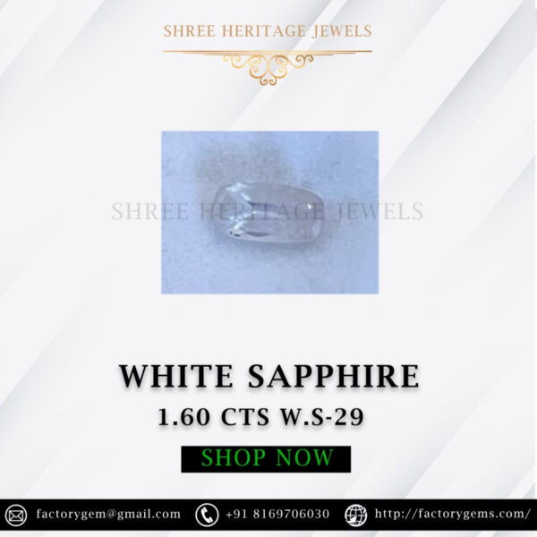 1.60 Carat Natural White Sapphire Stone