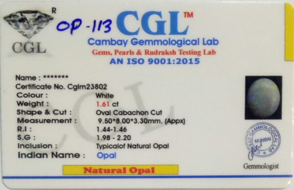 1.61 Carat Natural Australian Opal Stone - Image 2