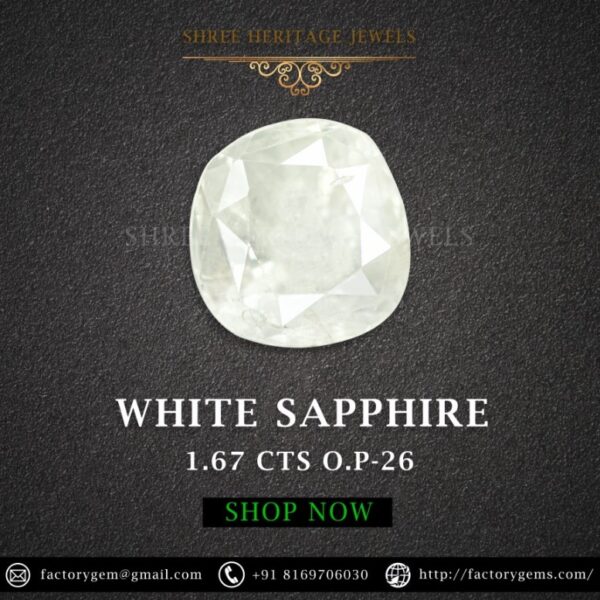1.67 Carat Natural White Sapphire Stone