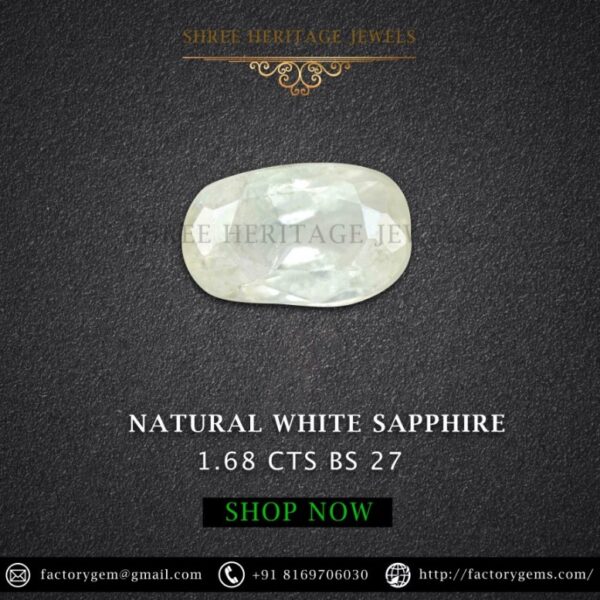 1.68 Carat Natural White Sapphire Stone