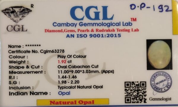 1.92 Carat Natural Australian Opal Stone - Image 2
