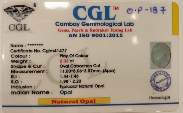 2.03 Carat Natural Australian Opal Stone - Image 2