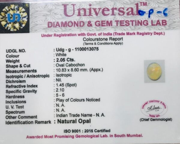 2.05 Carat Natural Opal Stone - Image 2