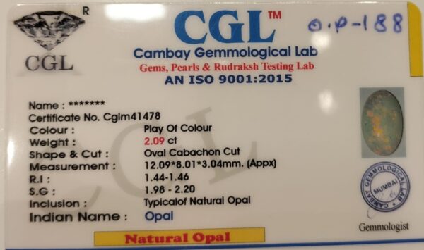 2.09 Carat Natural Australian Opal Stone - Image 2