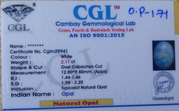 2.11 Carat Natural Australian Opal Stone - Image 2