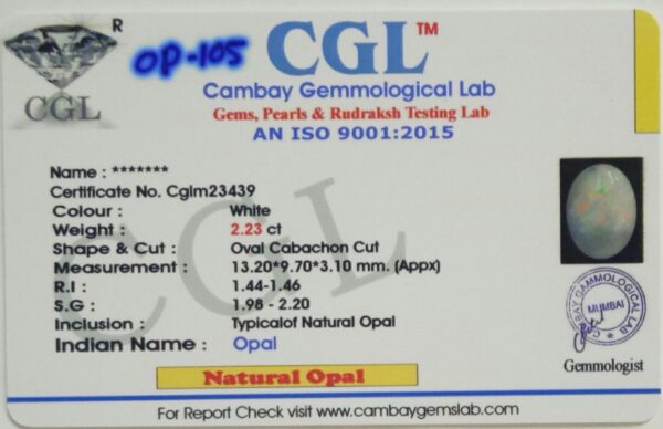 2.23 Carat Natural Australian Opal Stone - Image 2