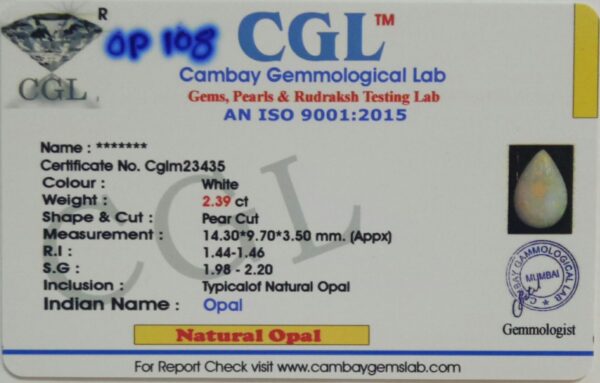 2.39 Carat Natural Australian Opal Stone - Image 2