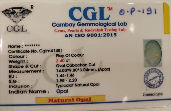 2.40 Carat Natural Australian Opal Stone - Image 2