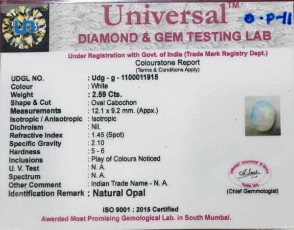 2.59 Carat Natural Opal Stone - Image 2