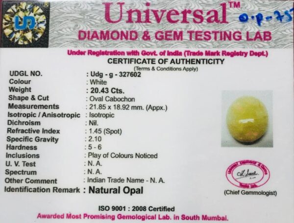 20.43 Carat Natural Opal Stone - Image 2