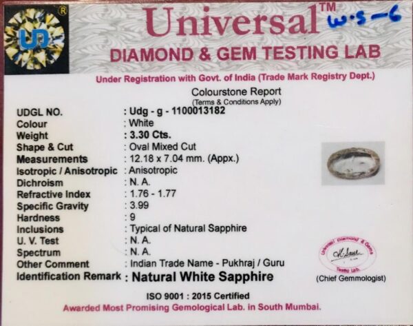 3.30 Carat Natural White Sapphire Stone - Image 2