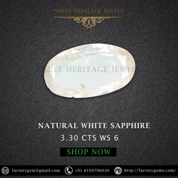 3.30 Carat Natural White Sapphire Stone
