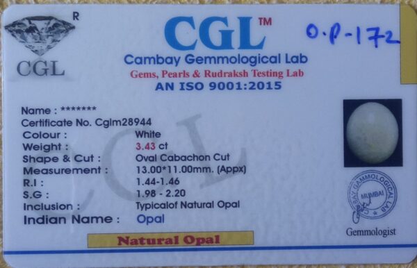 3.43 Carat Natural Opal Stone - Image 2