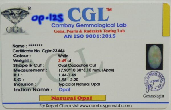 3.49 Carat Natural Opal Stone - Image 2