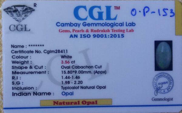 3.56 Carat Natural Opal Stone - Image 2