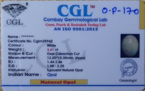 3.61 Carat Natural Opal Stone - Image 2