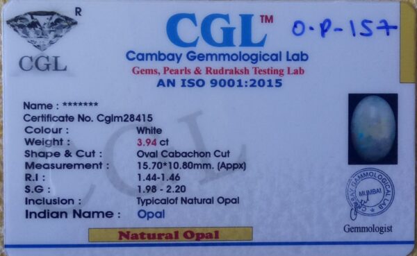 3.94 Carat Natural Australian Opal Stone - Image 2