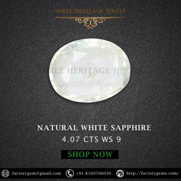 4.07 Carat Natural White Sapphire Stone