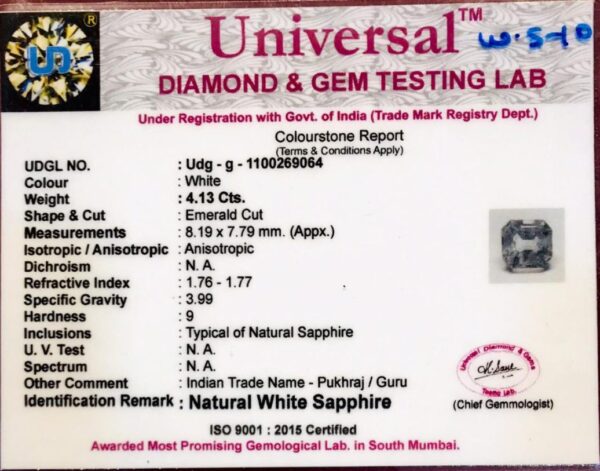 4.13 Carat Natural White Sapphire Stone - Image 2