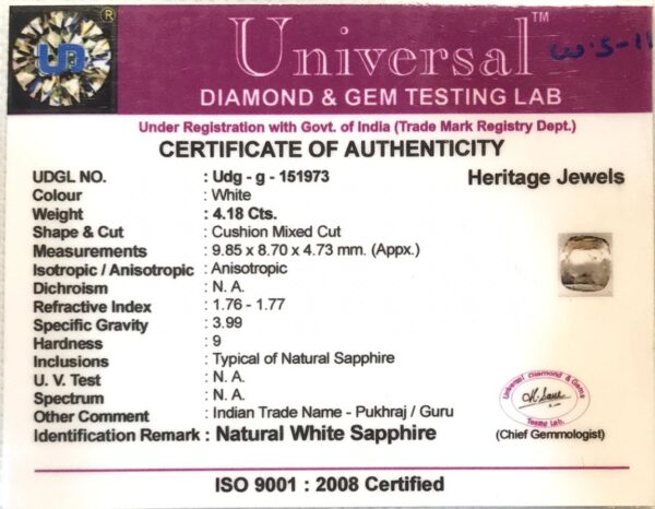 4.18 Carat Natural White Sapphire Stone - Image 2