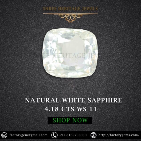 4.18 Carat Natural White Sapphire Stone