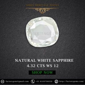 4.32 Carat Natural White Sapphire Stone