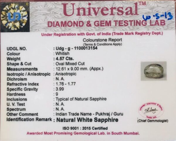 4.57 Carat Natural White Sapphire Stone - Image 2