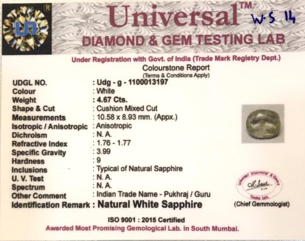 4.67 Carat Natural White Sapphire Stone - Image 2