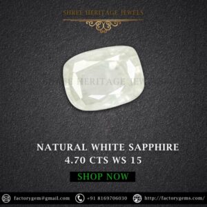 4.70 Carat Natural White Sapphire Stone