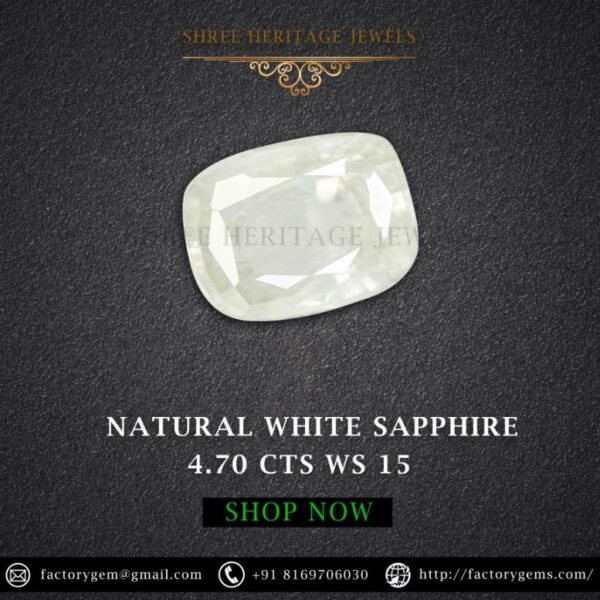 4.70 Carat Natural White Sapphire Stone