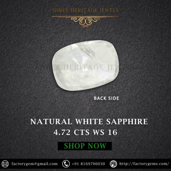 4.72 Carat Natural White Sapphire Stone