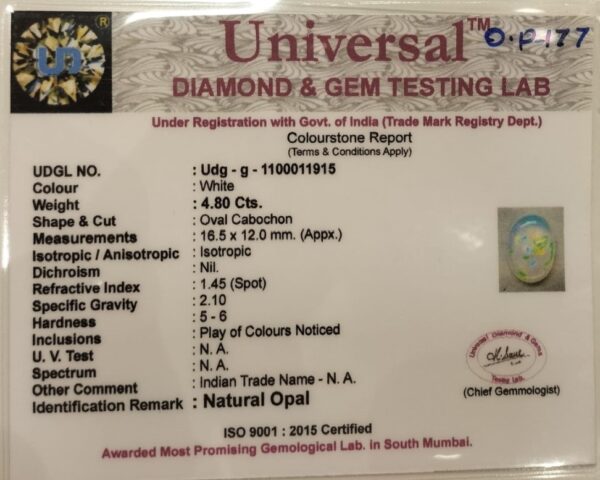 4.80 Carat Natural Opal Stone - Image 2