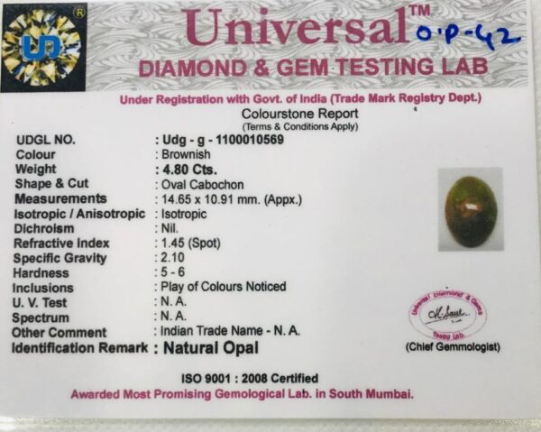 4.80 Carat Natural Opal Stone - Image 2