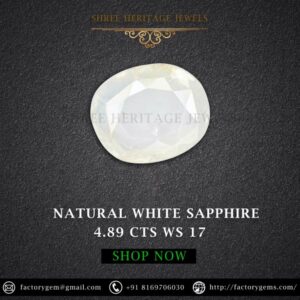 4.89 Carat Natural White Sapphire Stone