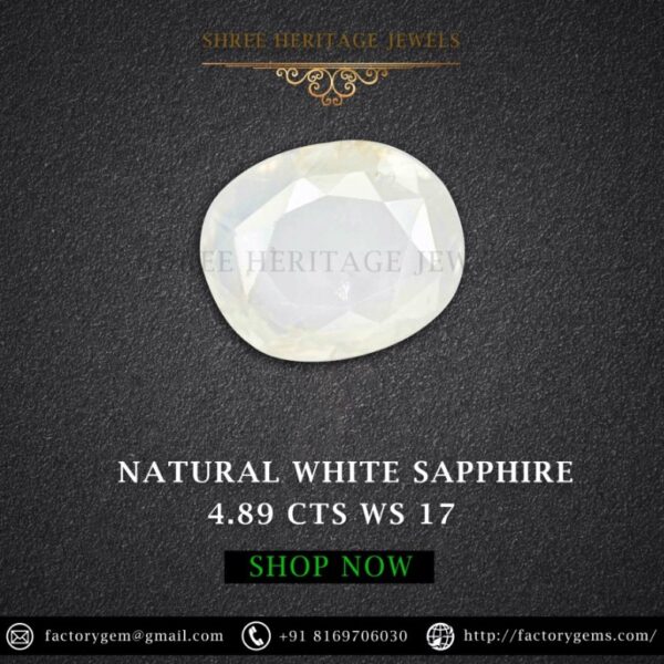 4.89 Carat Natural White Sapphire Stone