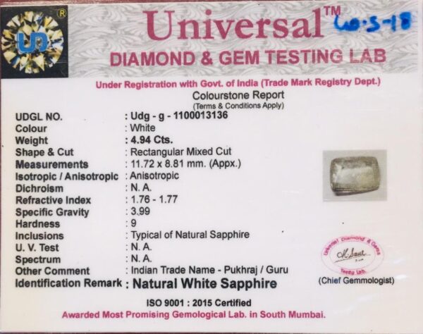 4.94 Carat Natural White Sapphire Stone - Image 2