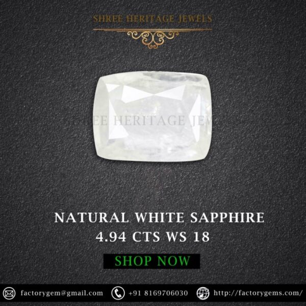 4.94 Carat Natural White Sapphire Stone