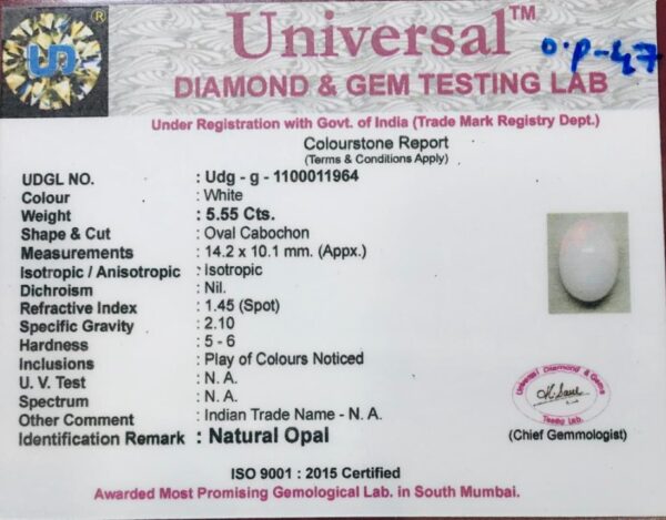 5.55 Carat Natural Opal Stone - Image 2