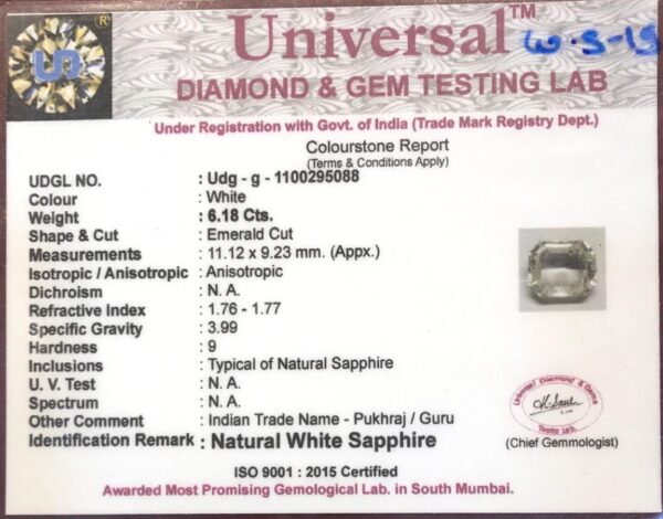 6.18 Carat Natural White Sapphire Stone - Image 2