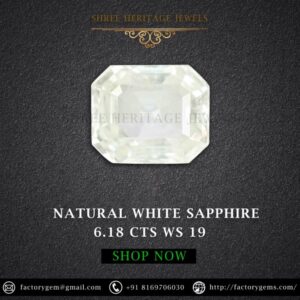 6.18 Carat Natural White Sapphire Stone
